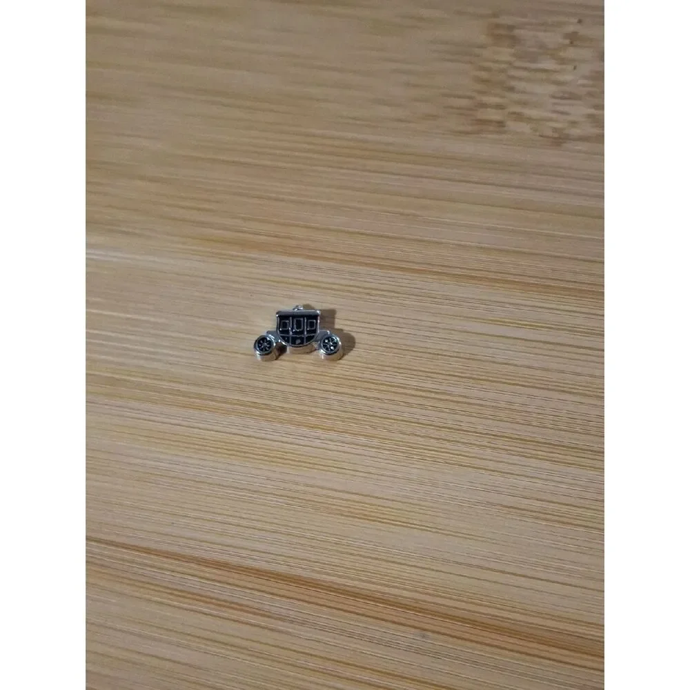 Silver-Tone And Black Carriage Charm For Floating Lockets